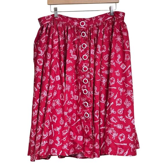 Hell Bunny Vixen Marin skirt, red/white nautical, pinup, whimsical, coastal - Picture 1 of 7